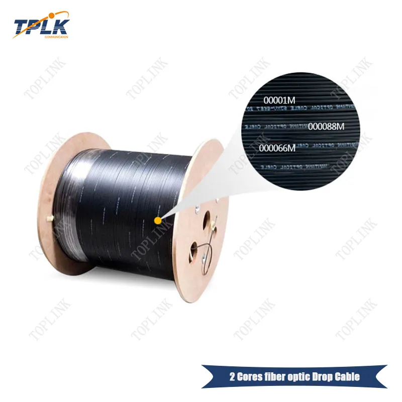 High Quality PVC Material 3000m/roll 2 cores FTTH Drop Cable Outdoor,SM
