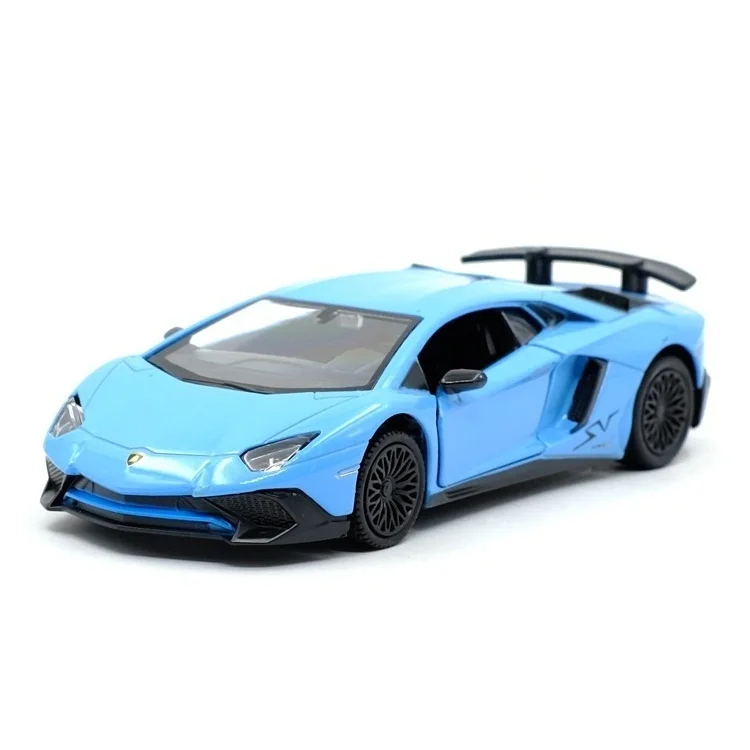Точная имитация эксклюзивный Diecasts& Toy Vehicles: RMZ city автомобильный Стайлинг Aventador LP750-4 SV 1:36 модель автомобиля из сплава тянет обратно автомобили - Цвет: Небесно-голубой