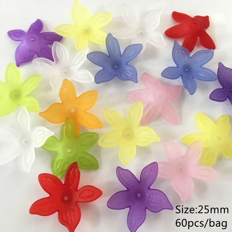 

Meideheng Mix high-end Plastic Acrylic thin five petaled flowers Beads Fit Jewelry Handmade DIY Craft Accessories 25mm 60PCS/bag