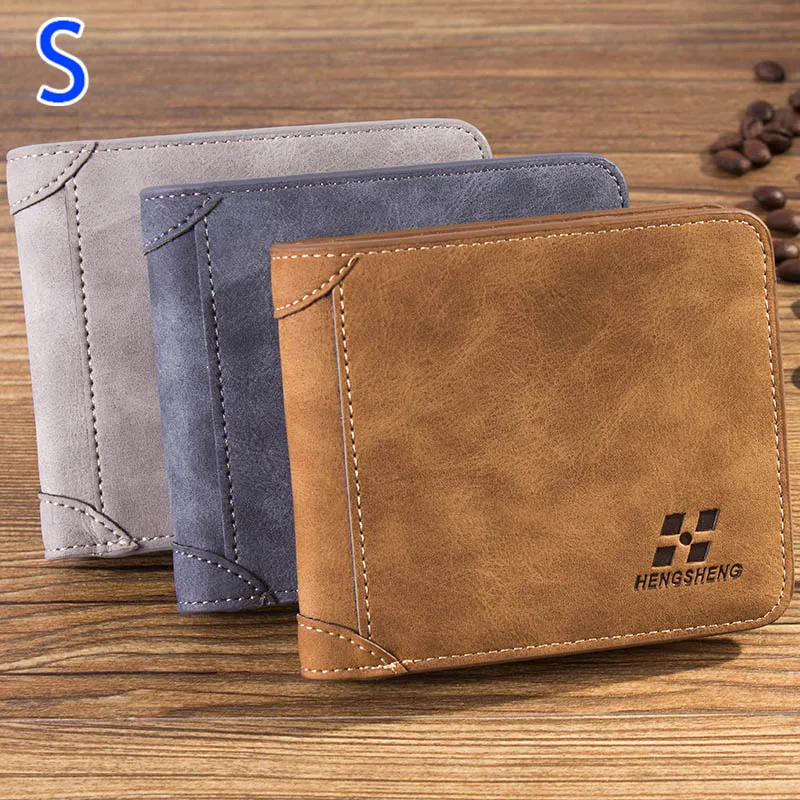 Vintage Men Wallet PU Leather Short/Long Purse Men's Three Folds Card Slots Wallet New