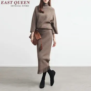 

Womens two piece sets 2018 women elegant skirt suits female knit skirt suit Winter Knitted Skirts Sweater 2pcs Suits AA2979 Y