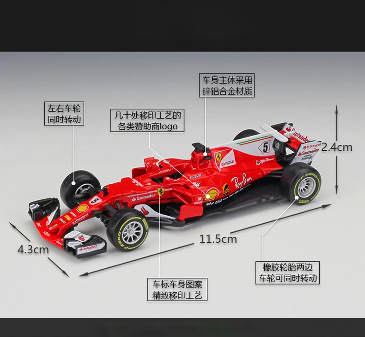 1:43 Масштаб металлический F1 formulaa 1 гоночный автомобиль модель SF70H& 71H& 90 игрушечный автомобиль литой под давлением образовательная Коллекция/модель/ребенок/подарок