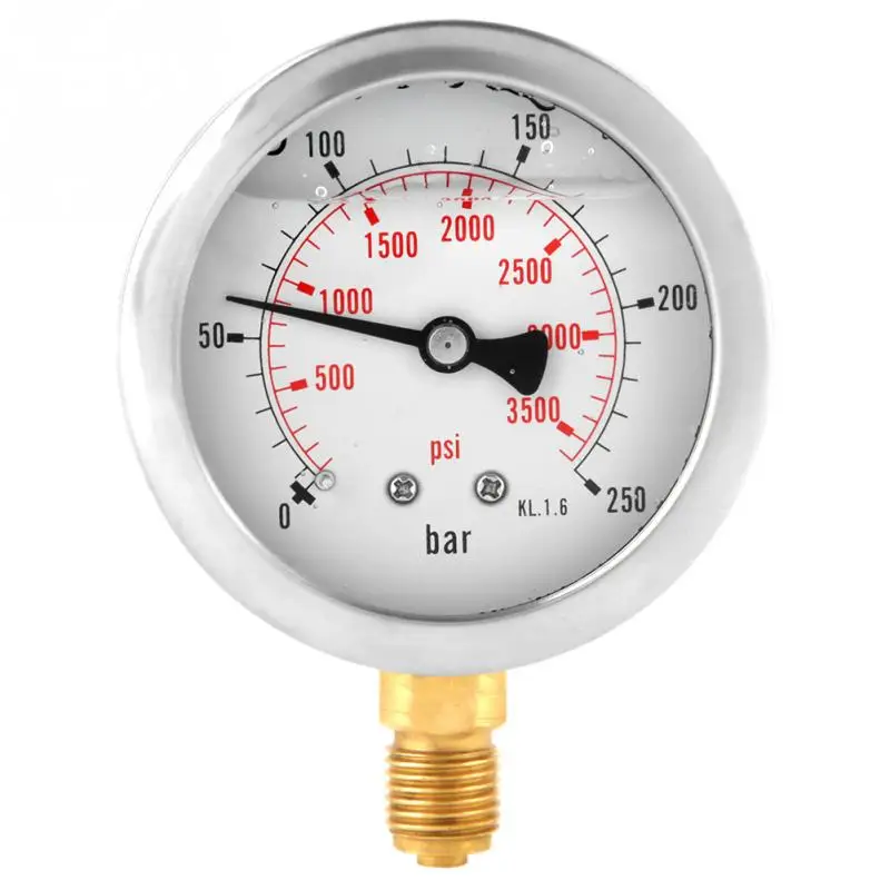 G1/4 63mm Dial Hydraulic Pressure Gauge 0 250Bar 0 3750PSI Hydraulic
