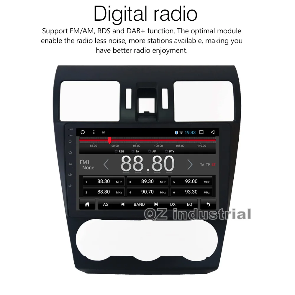 Clearance QZ Industrial HD 9inch Android 8.1 T3 Car DVD Player for Subaru WRX Forester 2014-2016 with GPS 3G 4G Radio Navi BT WIFI RDS Map 2