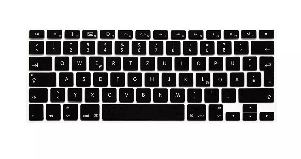 Европейские немецкие буквы клавиатуры протектор для Macbook Air Pro retina 1" 15" 1" ноутбука кожаные чехлы для Mac book 13 15 QWERTZ - Цвет: Black