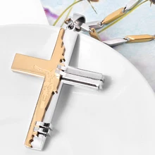 2015 nuevos hombres de la alta calidad de acero inoxidable 316L cruz colgante collares declaración de joyería de lujo de oro y plata envío gratis IR534