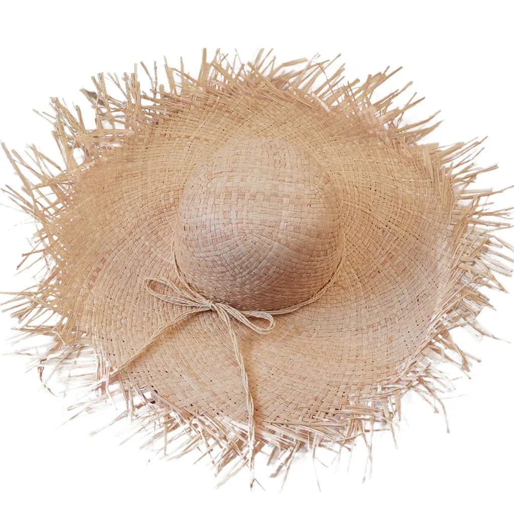 

Summer ladies straw hat folding casual sun hat wide side Anti-UV sun protection cap beach holiday cap#D5