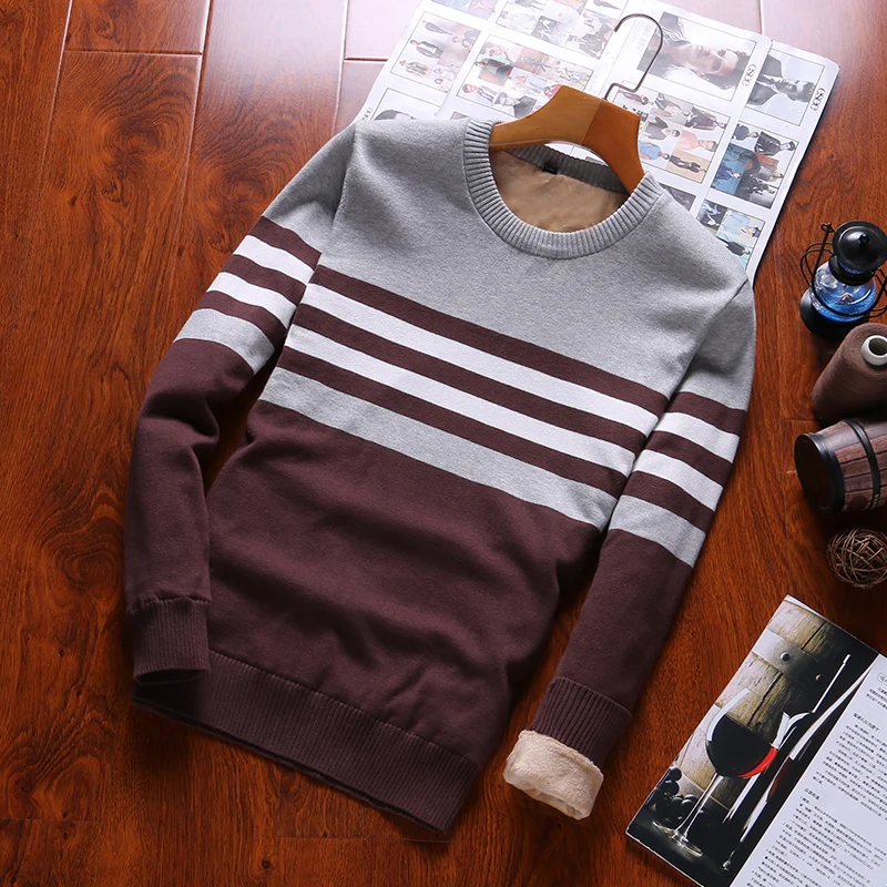 

Pullovers Sweaters Men 2019 O-Neck Thick Men's Sweater 100% Cotton Warm Sweater For Masculino Winter Newest Casual Mens