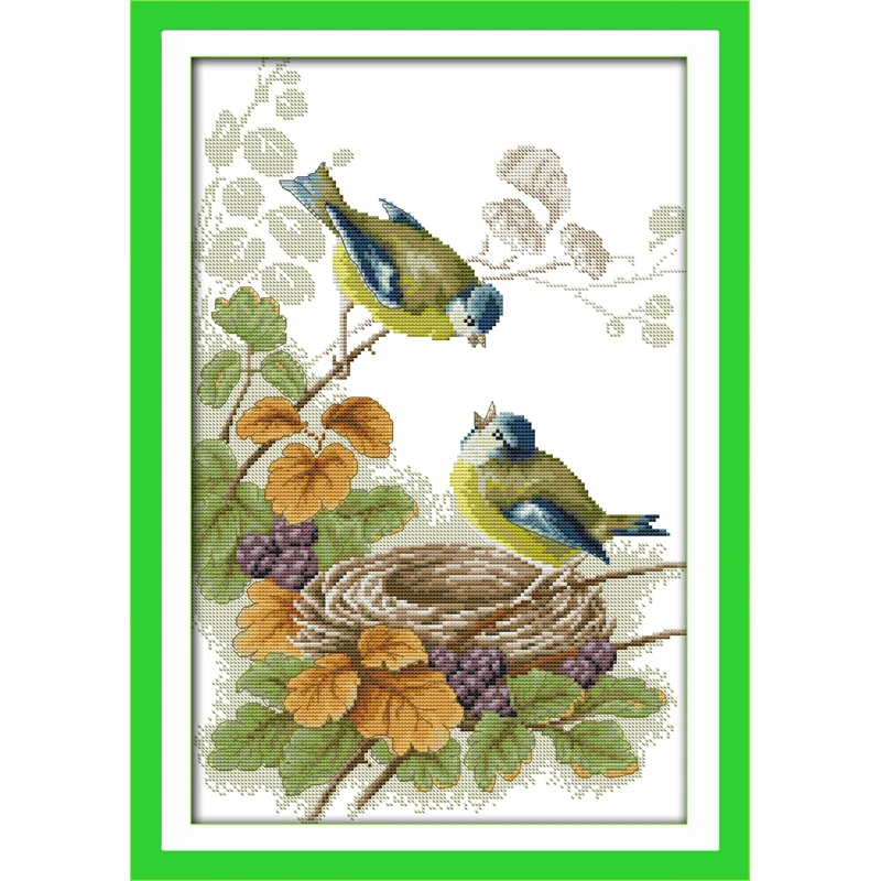 Everlasting Love Spring Birds Chinese Cross Stitch Kits Ecological Cotton Stamped 14CT 11CT DIY Gift Wedding Decoration For Home | Дом и сад