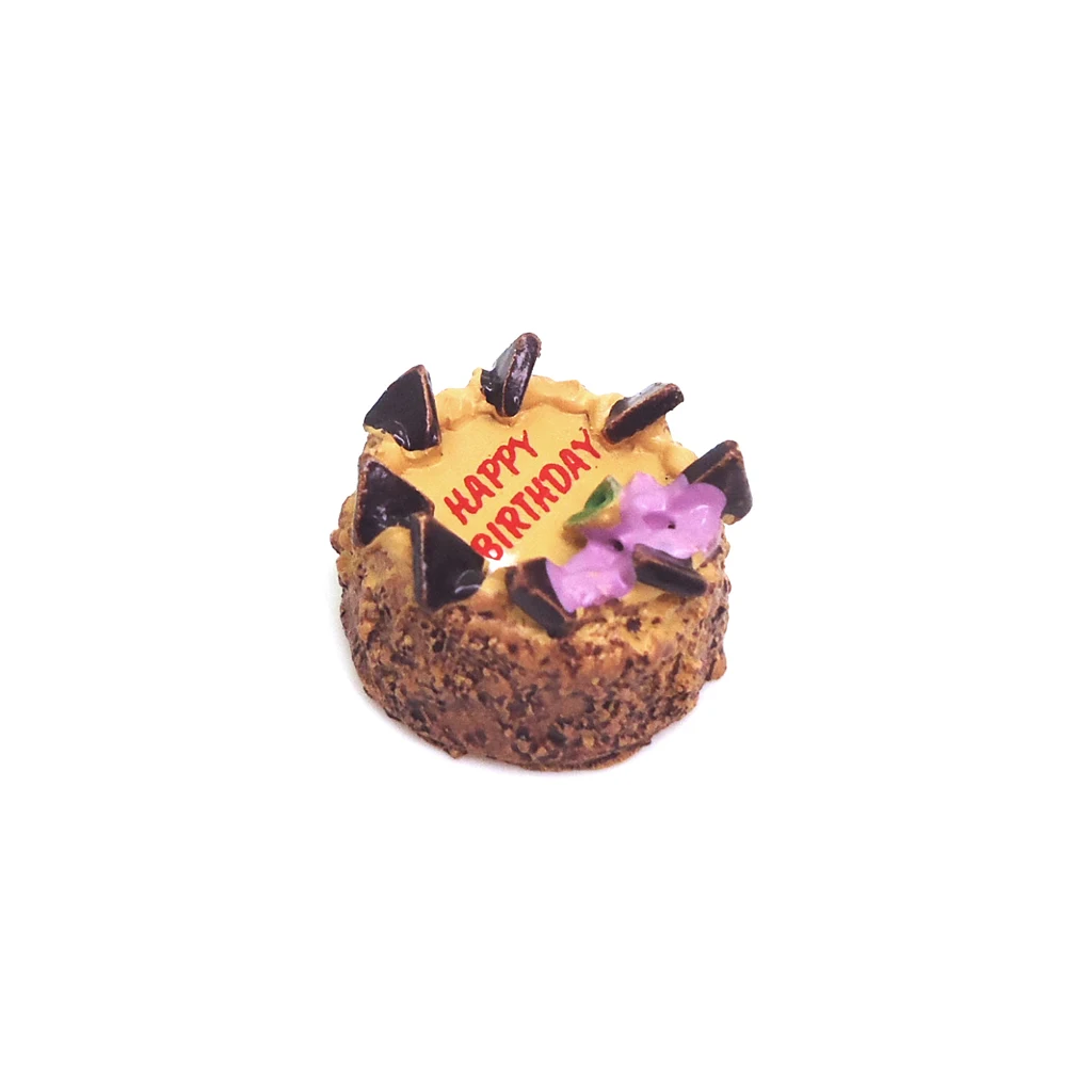 MagiDeal 1:12 Dollhouse Miniatures Happy Birthday Chocolate Cake Food Bakery Kitchen Toy for Dolls House Dining Room Cupboard