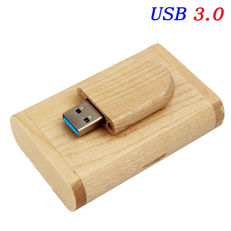 SHANDIAN USB 3,0 индивидуальный логотип деревянный+ коробка персональный флэш-накопитель с логотипом 4 ГБ 16 ГБ 32 ГБ 64 Гб usb флеш-накопитель карта памяти свадебный подарок - Цвет: Maple