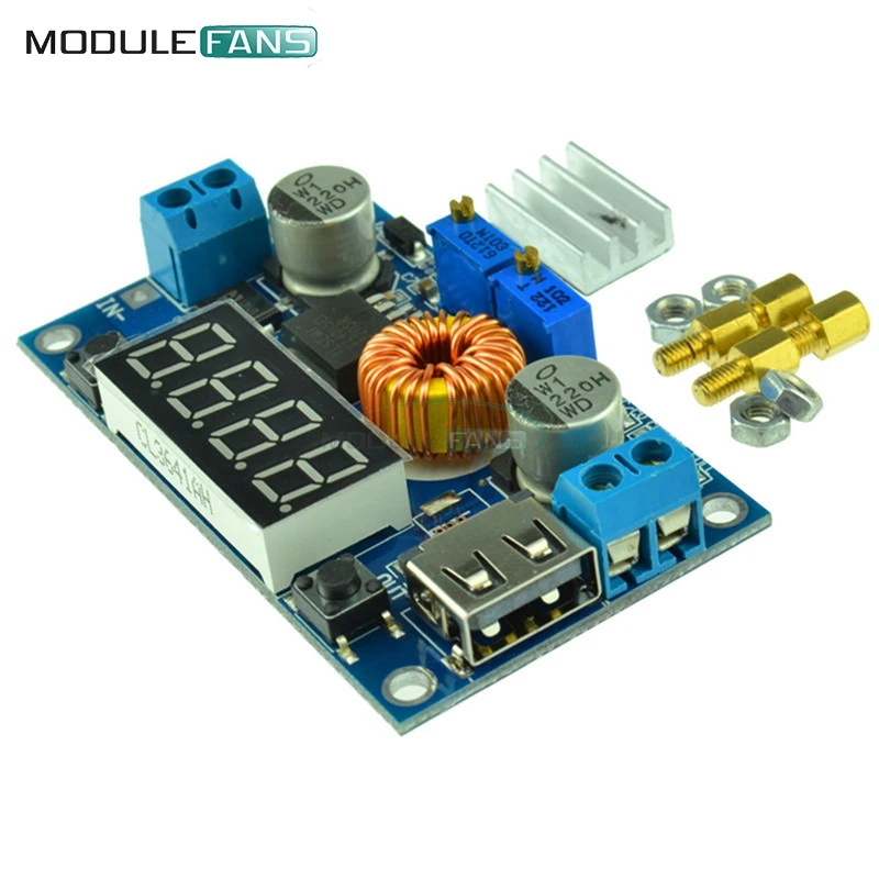 

Adjustable 5A CC/CV Power Step-down Battery Charge Module LED Driver USB Voltmeter Ammeter Voltage Regulator Power Supply Board