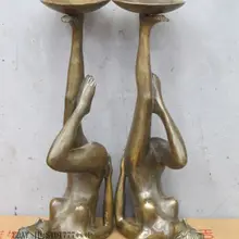 1" Художественная Скульптура в силе Вестерн Медная скульптура красивые ножки Обнаженная сексуальная подсвечник Белль 2 украшения сада настоящий медный