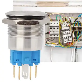 

Newest popular 20Pcs 22mm Automatic Reset Flat Ring Head with Light Stainless Steel Button Switch