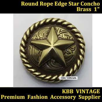 

(KB204) 10pc 1-1/8'' Western Round Rope Star Concho Leathercraft Antique-bronze