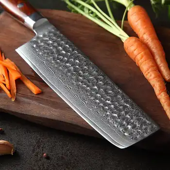 XINZUO 7 inch Nakiri Knife Japanese 67 layer Damascus Samurai Steel Kitchen Knife Rosewood Handle Chef Knives Cleaver Cutlery