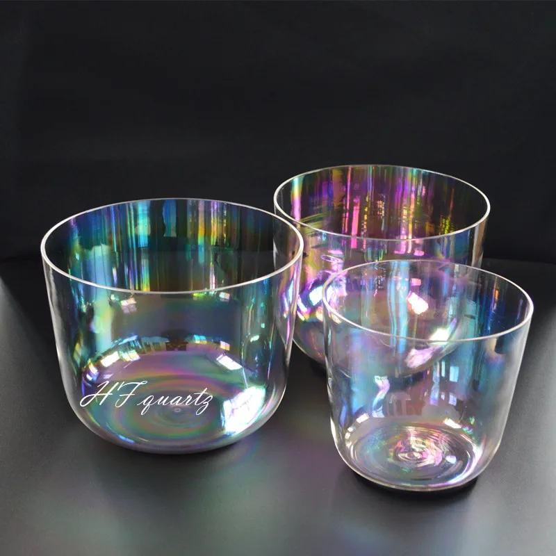 

HF Quartz Crystal Singing Bowl with Rainbow Light Customizable Colorful Note C/D/E/F/G/A/B/A# 3th Octave 7"-8