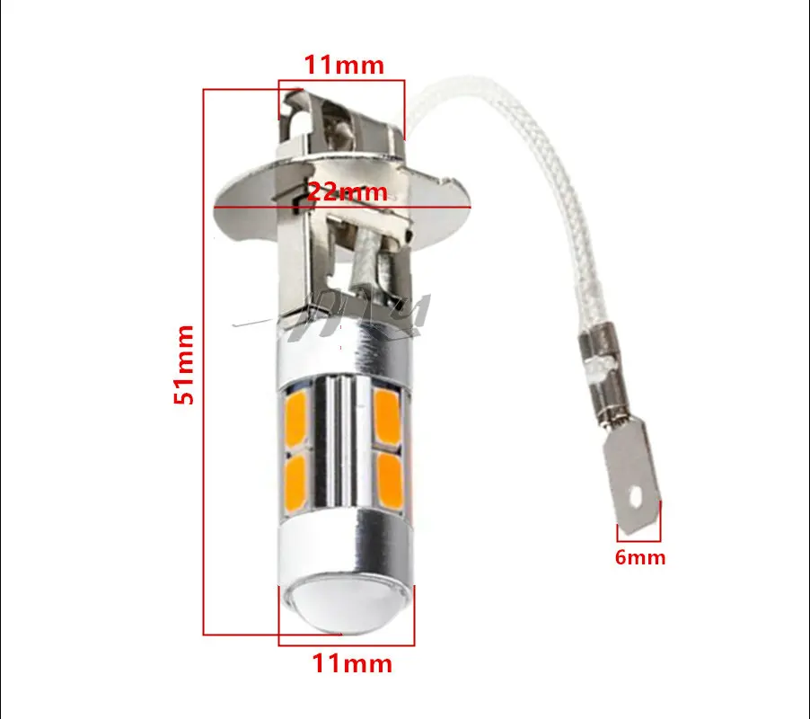 H3 10 SMD 5630 Светодиодный светильник, лампы для автомобиля, противотуманный светильник s, лампы для вождения, высокая мощность, Автомобильный светодиодный светильник, источник для парковки, 12 В, янтарный