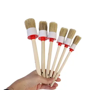 

Cleaner Brush Set Including Natural Boar Hair Round Head Detail Brush Auto Detailing Brush For Car