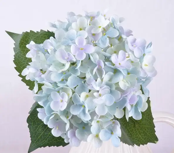 Шелковые цветы с гортензией, большие 19 см, высокое качество, искусственные цветы для украшения дома, свадьбы, искусственные цветы - Цвет: Flower Grey blue