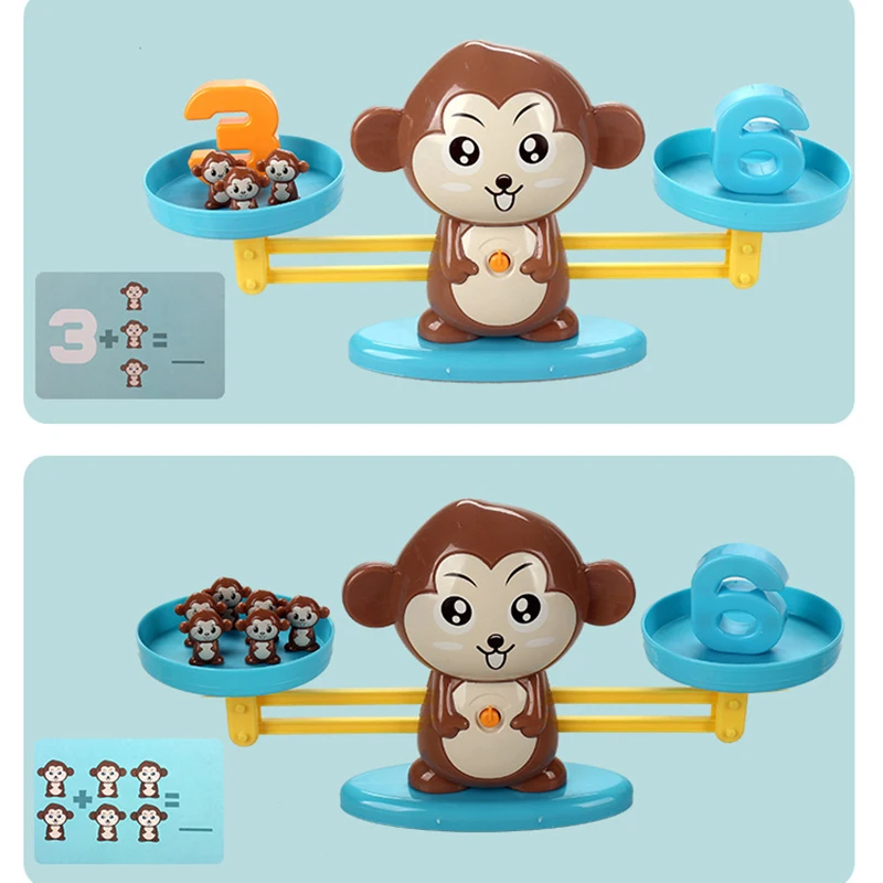 Дешево Обезьяна цифровые весы игрушка математика образование познавательные дети цифровое дополнение и вычитание математические игрушечные вес...