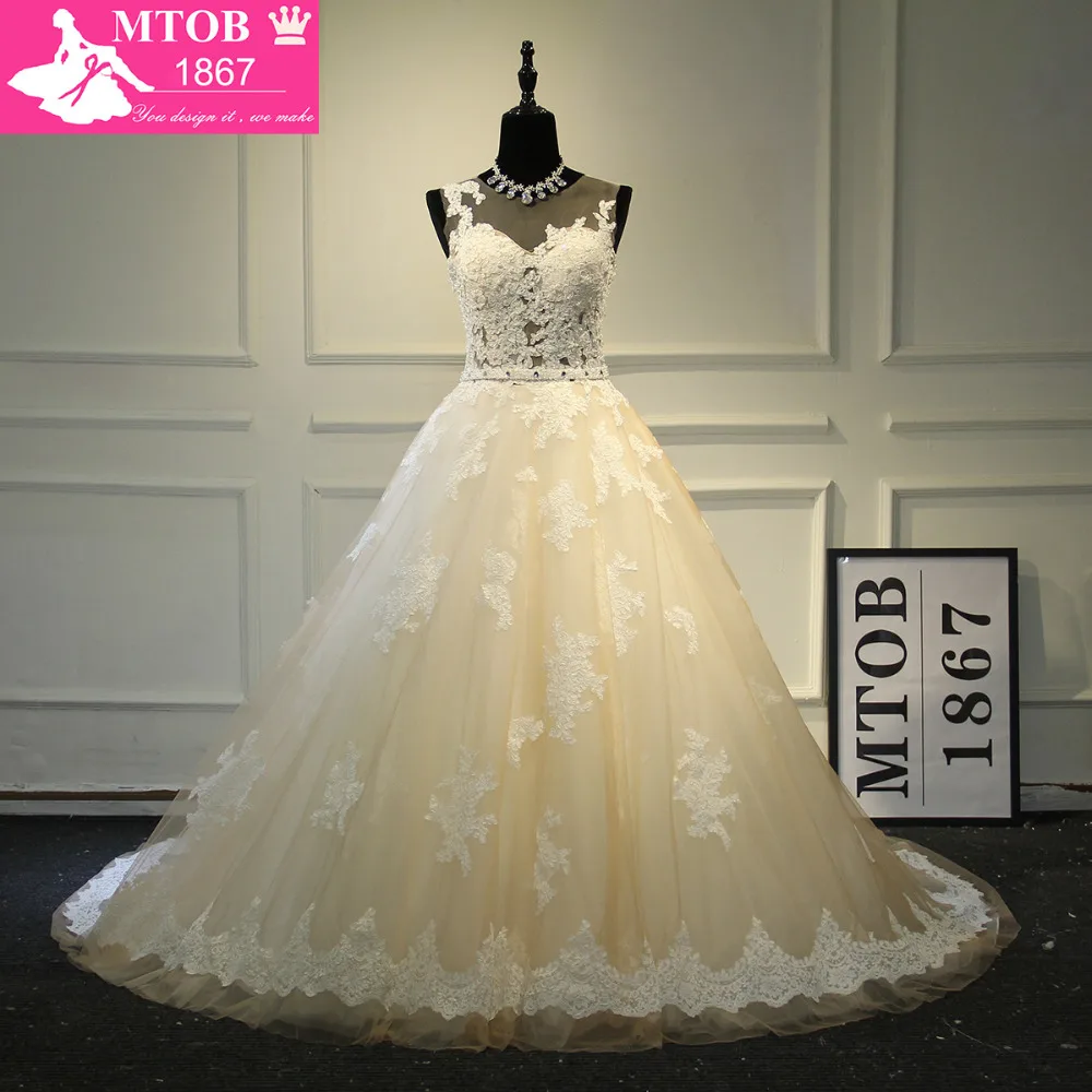 Low Price Elegant A Line French Lace Wedding Dress With