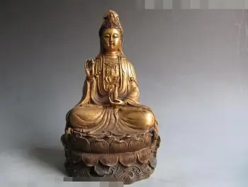 

Free shipping S00155 Details about China Folk Old Bronze Bodhisattva Guan Yin Kwan-Yin Buddha Sit on lotus flower