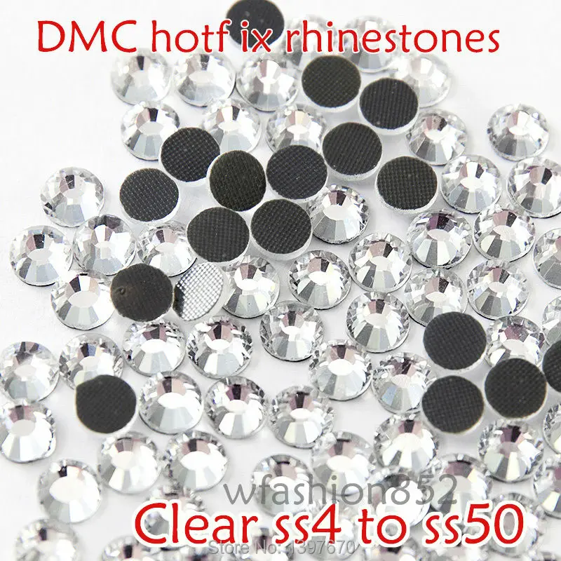 

DMC Hotfix Rhinestone clear white colour SS4 TO SS50 Flat back rhinestone with glue for shoes dress accessaries Strass