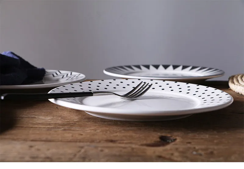 8 дюймов Творческий евро геометрический дизайн Керамика тарелки фарфоровые блюда из говядины десертная тарелка для фруктов, пирожных лоток Еда посуда 1 шт