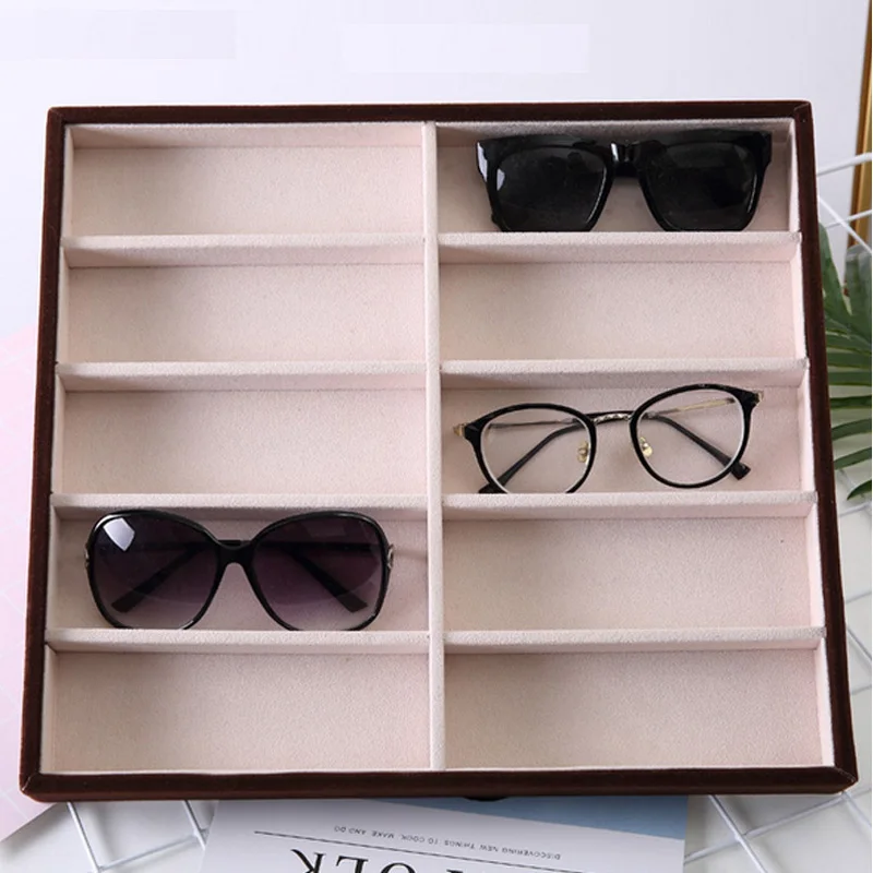 Factory direct new high-grade flannel 10 grid sunglasses display box sunglasses display glasses display props