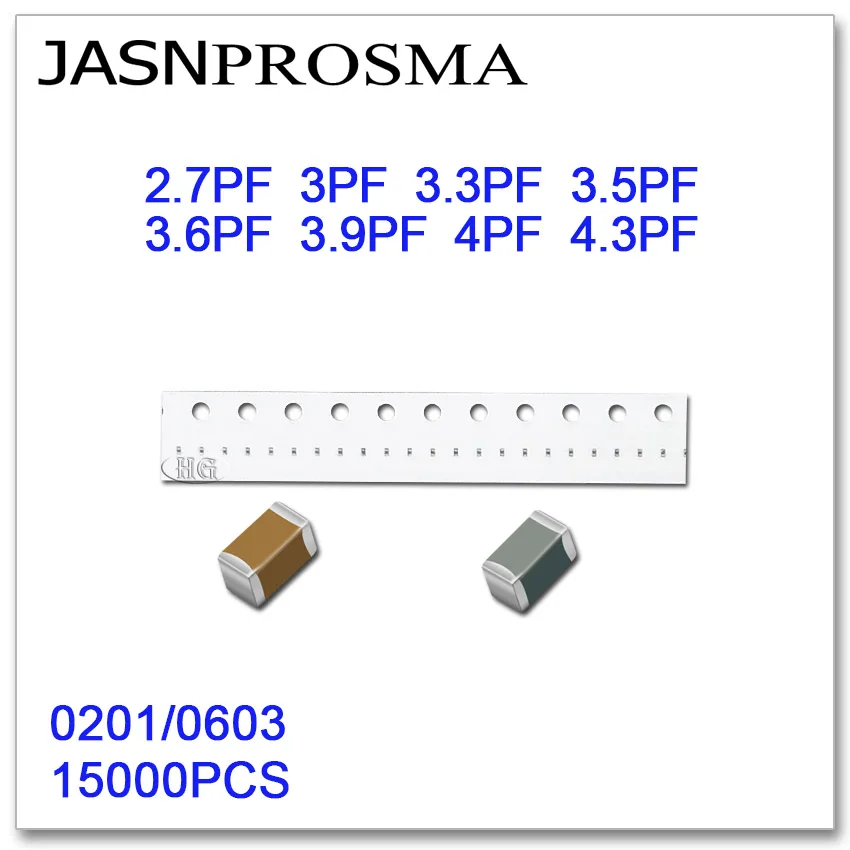 

JASNPROSMA 15000PCS 0201 0603 50V 5% 2.7PF 3PF 3.3PF 3.5PF 3.6PF 3.9PF 4PF 4.3PF SMD high quality New goods capacitors J