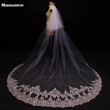 Два слоя пайетки Кружевные Аппликации свадебная Фата с расческой элегантный 2 T Высокое качество фату Фата, свадьба