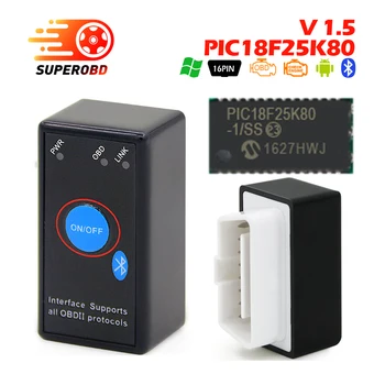

2018 super mini elm327 v1.5 bluetooth with PIC25K80 code reader With Switch ELM 327 V1.5 Bluetooth OBD2 Diagnostic tool