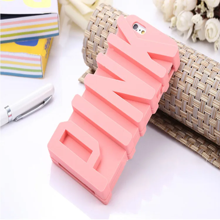 NECONO 3D PINK Letter Soft Silicone Rubber Case for Apple