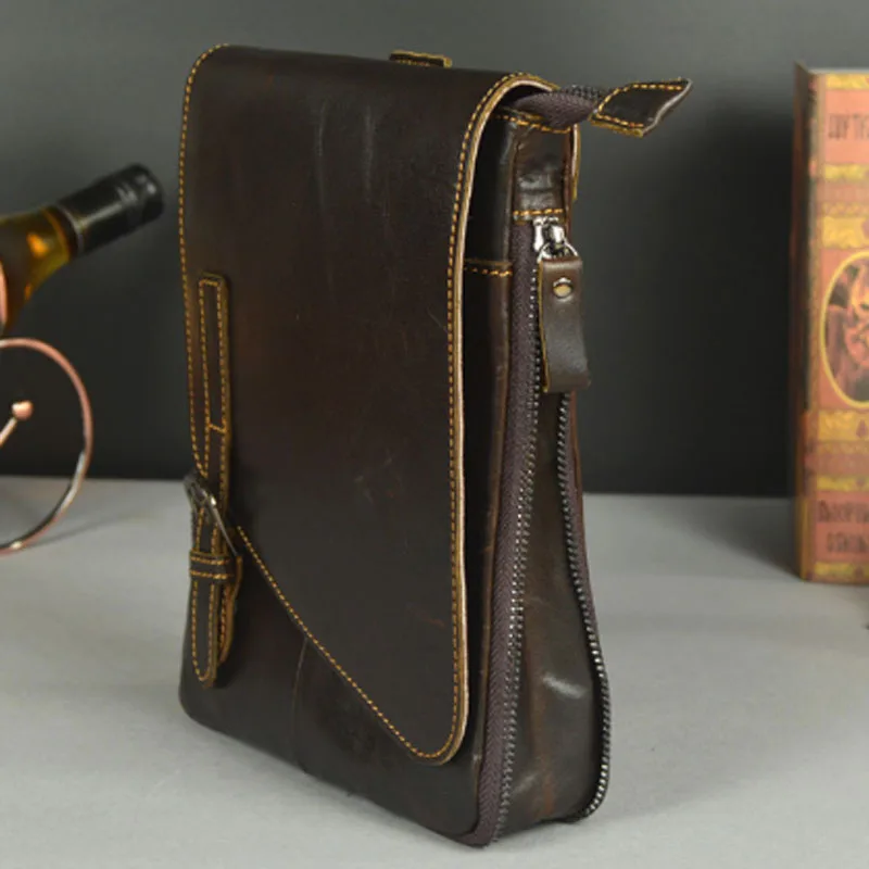 Новый для мужчин масло воск пояса из натуральной кожи Фанни поясная сумка сотовый/мобильный телефон портмоне карман ремень через плечо