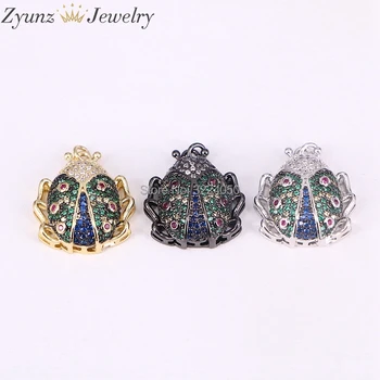 

5PCS High quality micro pave cz gold rose gold black silver color fashion ladybug insect necklace pendant