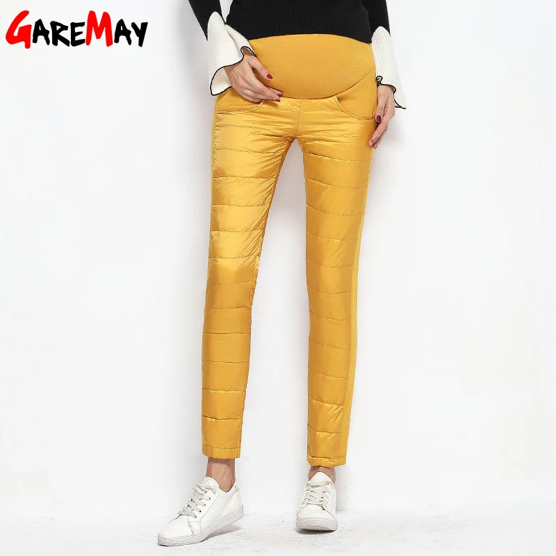 

Warm Down Pants For Women Winter High Waist Trousers Thickening Velvet Causa Pantalones Mujer Elastic Waist GAREMAY