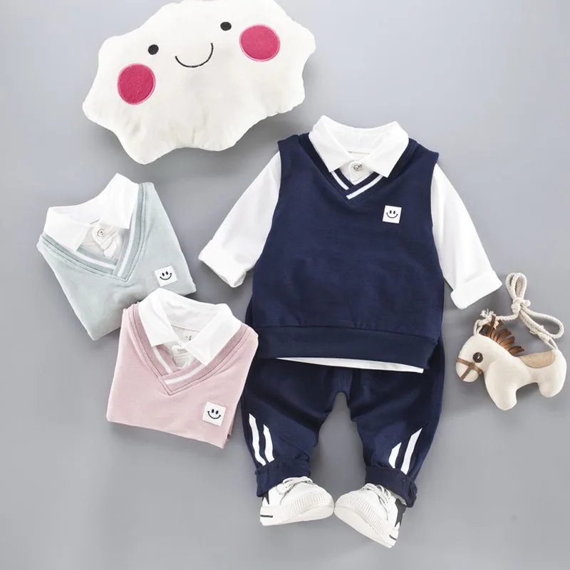 2017 Baby Boys School Clothes Kids Formal Suit Girl Boy Shirt Vest Pants Outfits Baby Clothing