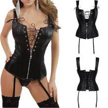 FLORATA размера плюс корсет стимпанк женский черный искусственная кожа и кружево сексуальное женское белье корсет платье кожаный подгрудный корсет