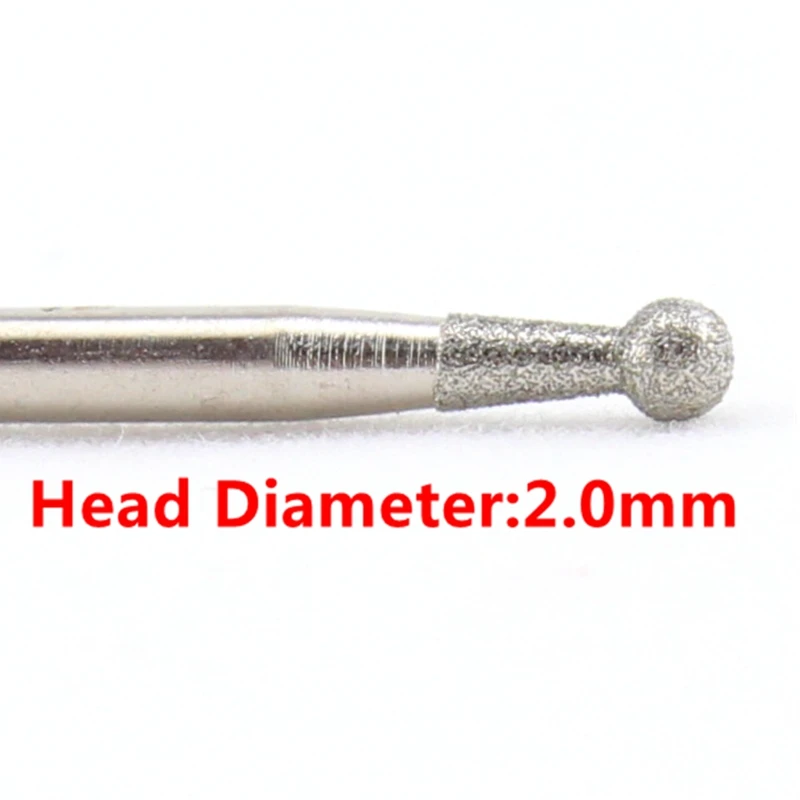 11-20 шт алмазная шлифовальная головка биты сферические 0,8-8 мм нефритовые резные заусенцы покрытие камня лапидарные инструменты для Dremel аксессуары - Цвет: Head Diameter 2mm