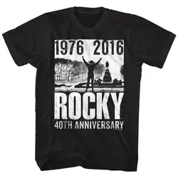 ROCKY Для мужчин; короткий рукав Футболка черный 40TH юбилей 3 холодный Повседневное гордость футболка Для мужчин унисекс новые модные футболки