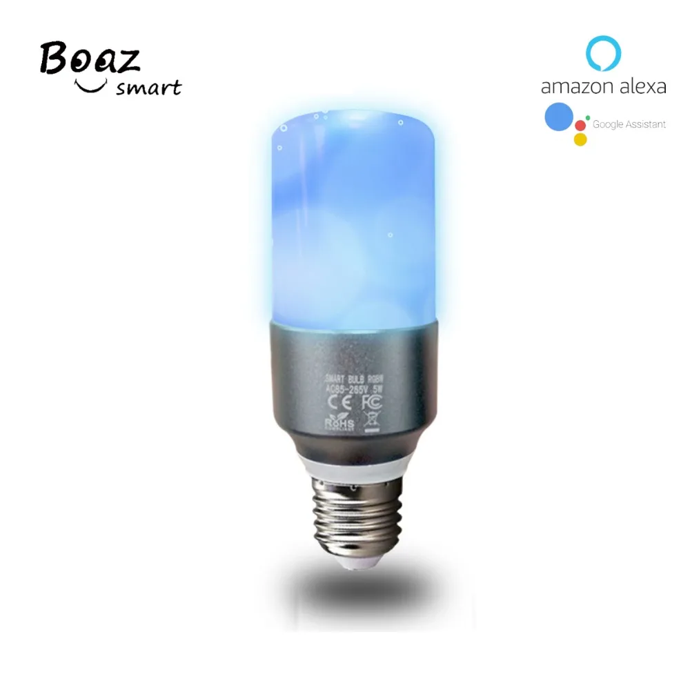 

E27 Bulb RGBW LED Cylindrical Lamp Smart Candle Light Work with Alexa Google Home Assistance IFTTT Voice WIFI APP Control