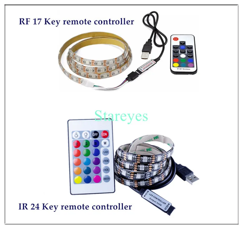 SMD 5050 RGB Светодиодные ленты DC 5 В USB светодио дный полосы света Гибкие IP20 IP65 Водонепроницаемый лента 1 м 2 м 3 м 4 м 5 м Добавить пульт дистанционного управления для ТВ фон