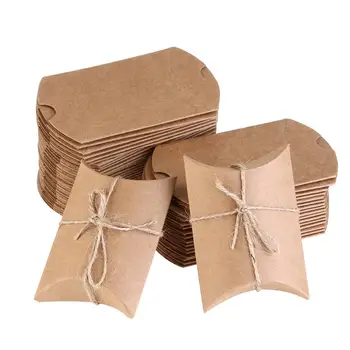 

100pcs Gift Bag for Wedding Party Kraft Vintage Boxes Brown Shabby Rustic Wrapping Gift Packaging Candy Boxes with Rope Wedding