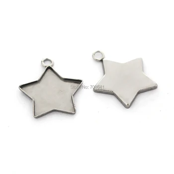 

Stainless Steel Star Bezel tray with a Loop Hanger Resin Cabochon Bases Expoy Settings Pendant Earrings Drops DIY Craft Findings
