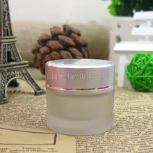 10 г серебро Кепки Frost Стекло банку, 10 г Стекло контейнер, пустые косметические банку, косметический контейнера, крем образец банку, 40 шт./лот