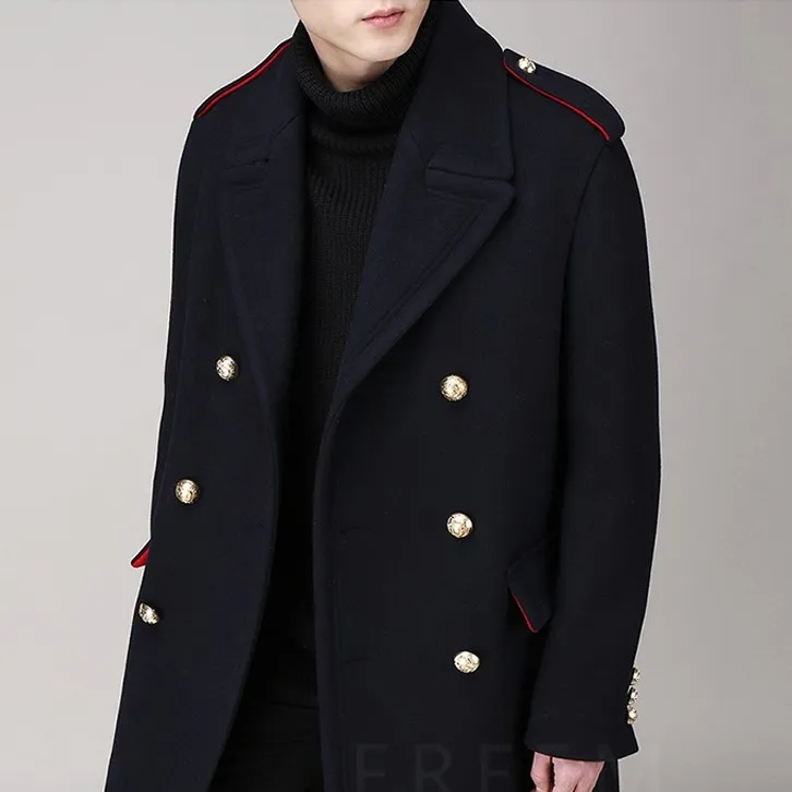 Зимнее шерстяное пальто-это тот же стиль для мужчин с длинным двубортным стилем. M-3XL