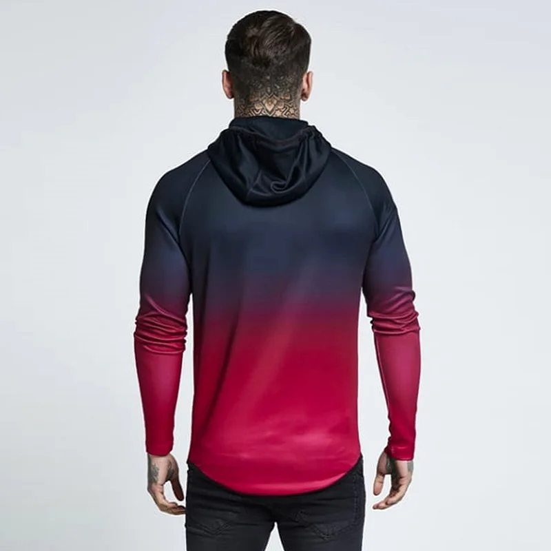 Men 2020 Black Red Purple Gradient Tracksuits Hip Hop Hoodies