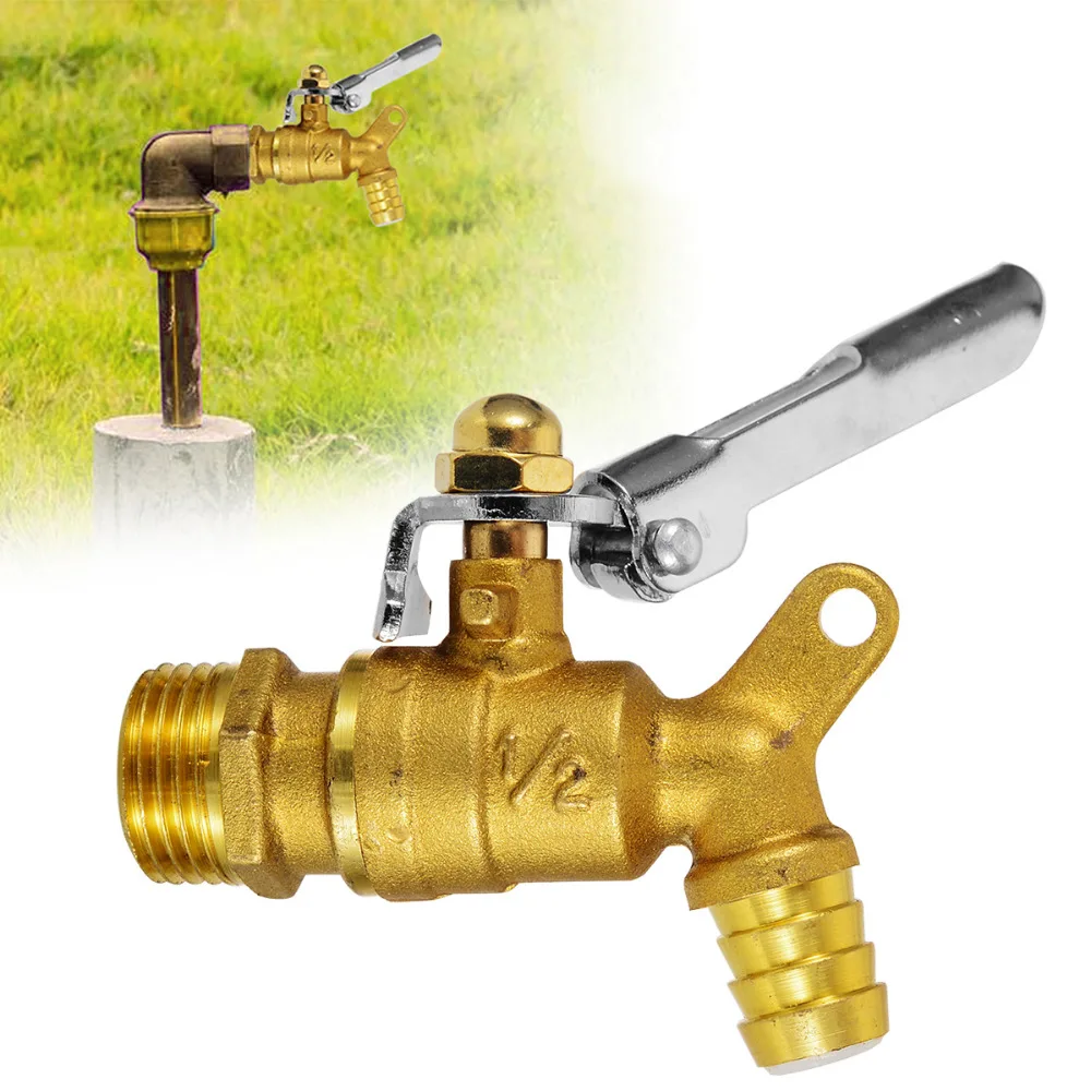 Outdoor Brass Faucet Water Tap Lockable 1/2" Thread Faucet for Garden