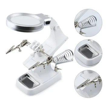 

1PC Multifunctional Welding LED Magnifier 3X/4.5X Magnifying Glass Alligator Clip Holder Clamp Hand Soldering Repair Tool New B4